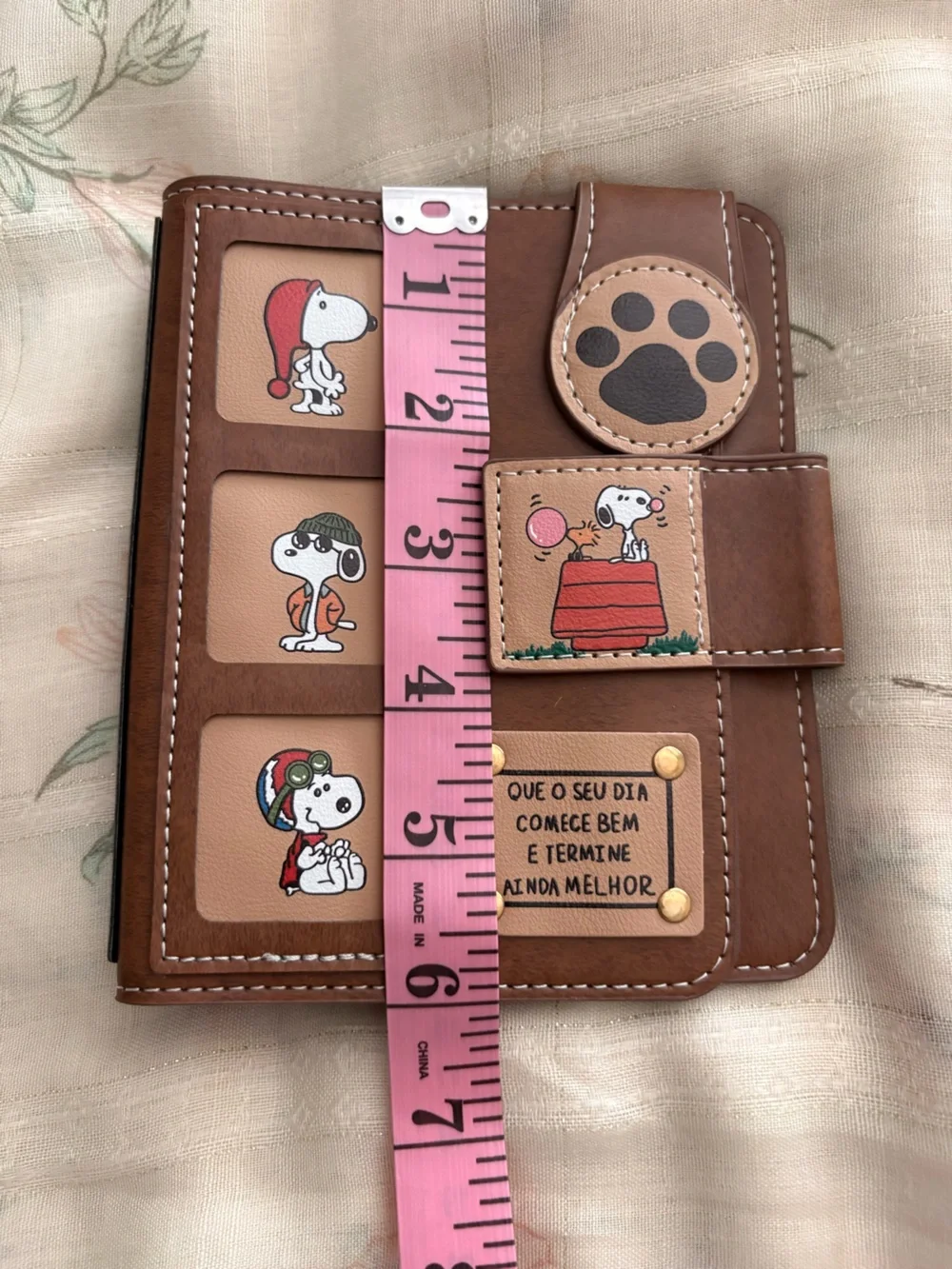 Tan Leather Snoopy Panel Notebook Cover